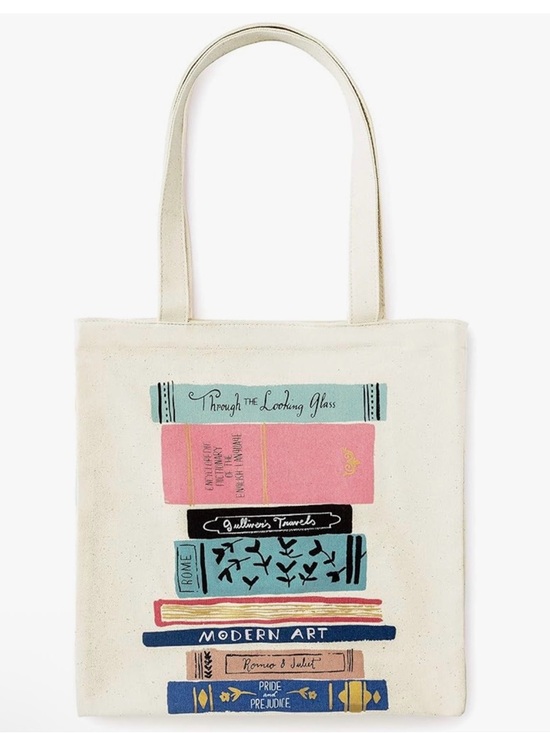 kate spade Handbags - Kate Spade Canvas Book Stack Tote Bag in Cream